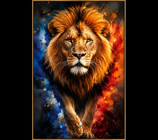 Regal Majesty Watercolor Lion – Majestic Lion Artwork & Wall Art