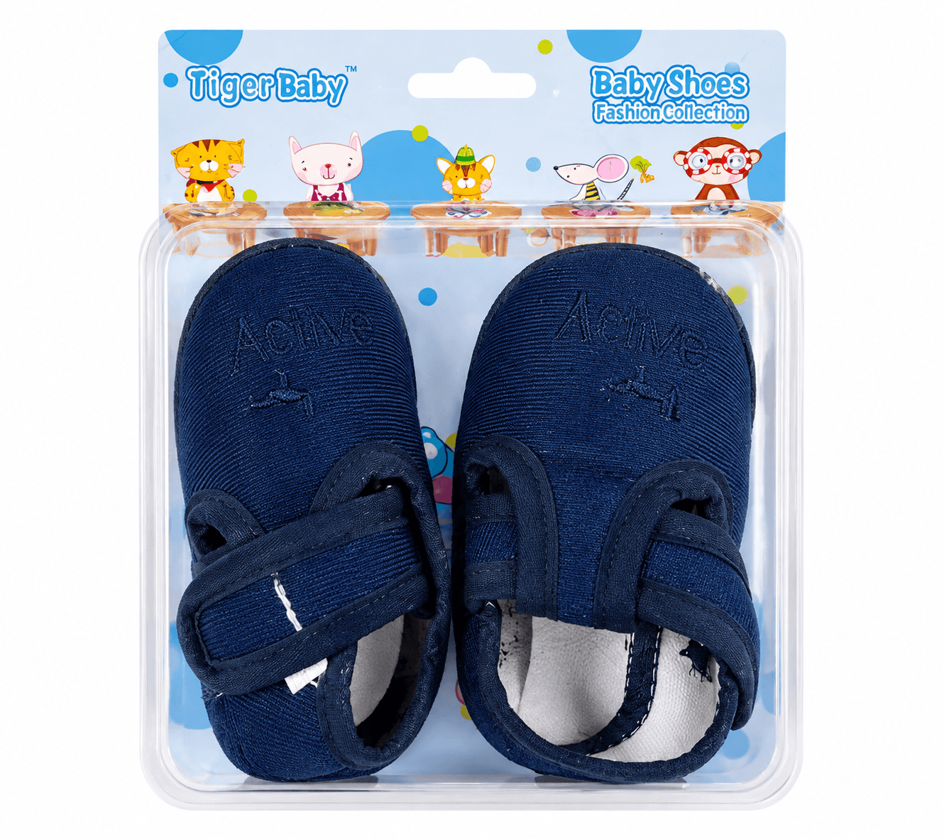 Tiger Baby Navy Blue Soft Baby Shoes with Adjustable Strap – Fashion Collection