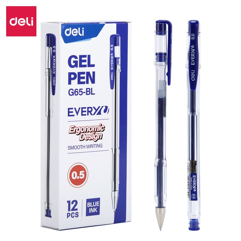 Deli-EG65-BL Gel Pen | Smooth Writing Pen for School & Office blue per pcs