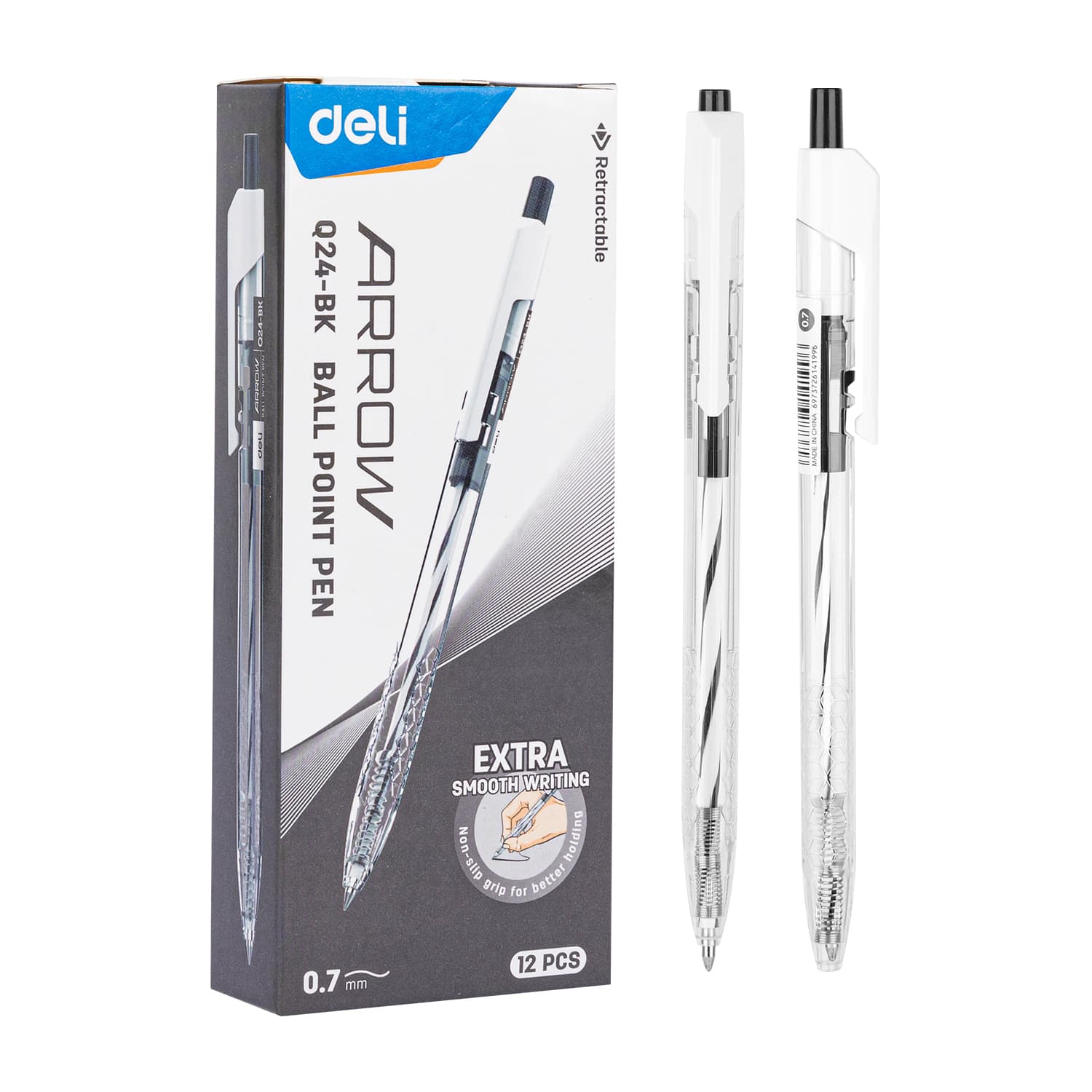 Deli-EQ24-BK Ball Point Pen – Smooth Writing Black Ink Pen for Office, School & Home per pcs