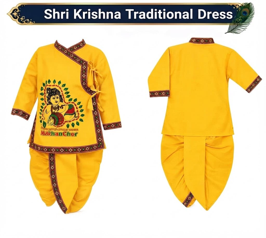 Krishna Janmashtami Dress for Kids Size 28–30 | Bal Gopal Krishna Costume with Dhoti,