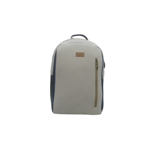 Minimalist Woven Hemp Laptop Backpack with Leather Trim