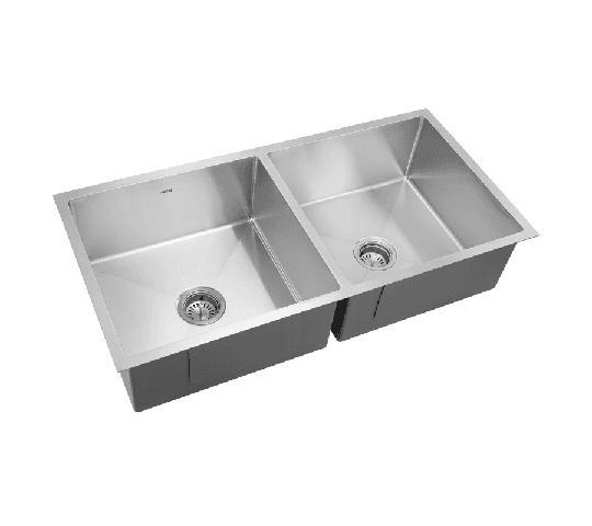 GLEN Grade 304 Double Bowl Handmade Sink with Half Faucet Deck 37 x 20 x 9 Inches Matte Finish product