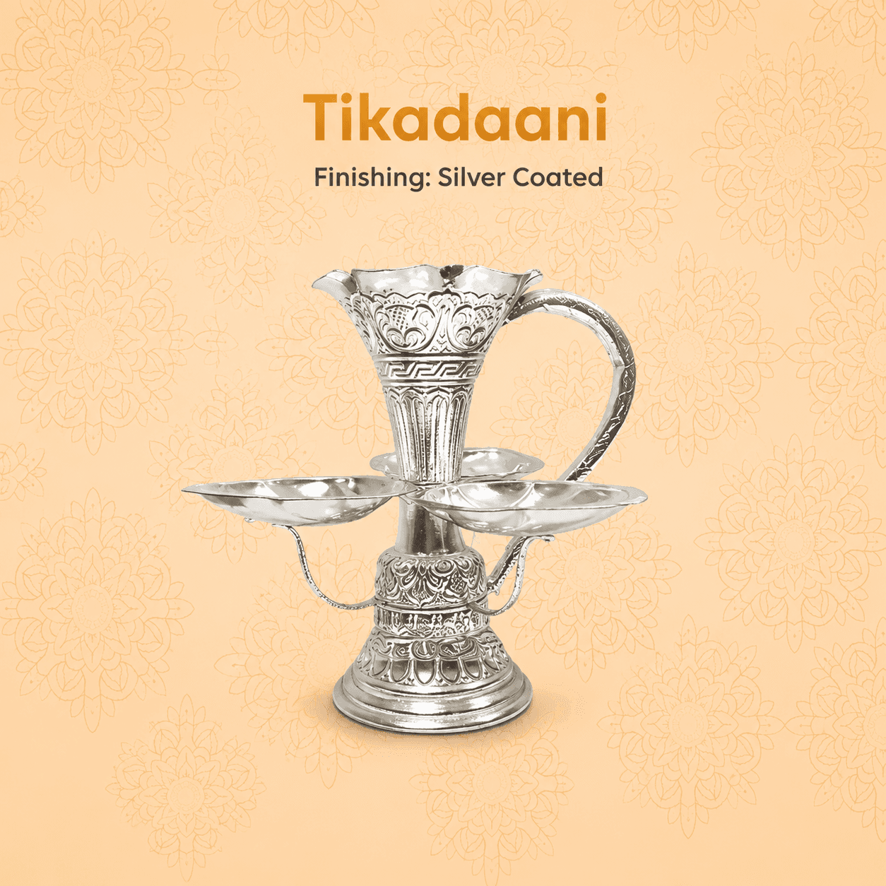 Ranimahal Silver Coated Tika Daani – Traditional Pooja & Tika Container