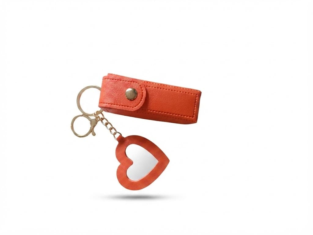 Orange Lipstick Case Keychain – Cute Mini Makeup Holder Keyring