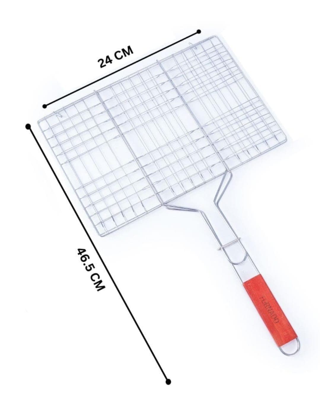 Portable BBQ Grilling Basket with Red Handle | Stainless Steel Grill Basket for Meat, Vegetables & Outdoor Barbecue