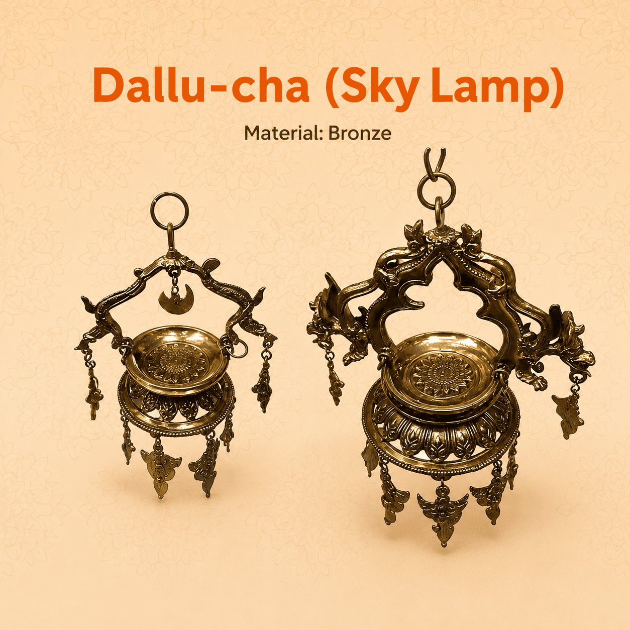 Ranimahal Dallu-Chha (Sky Lamp) Bronze Small – Handmade Decorative Hanging Lamp