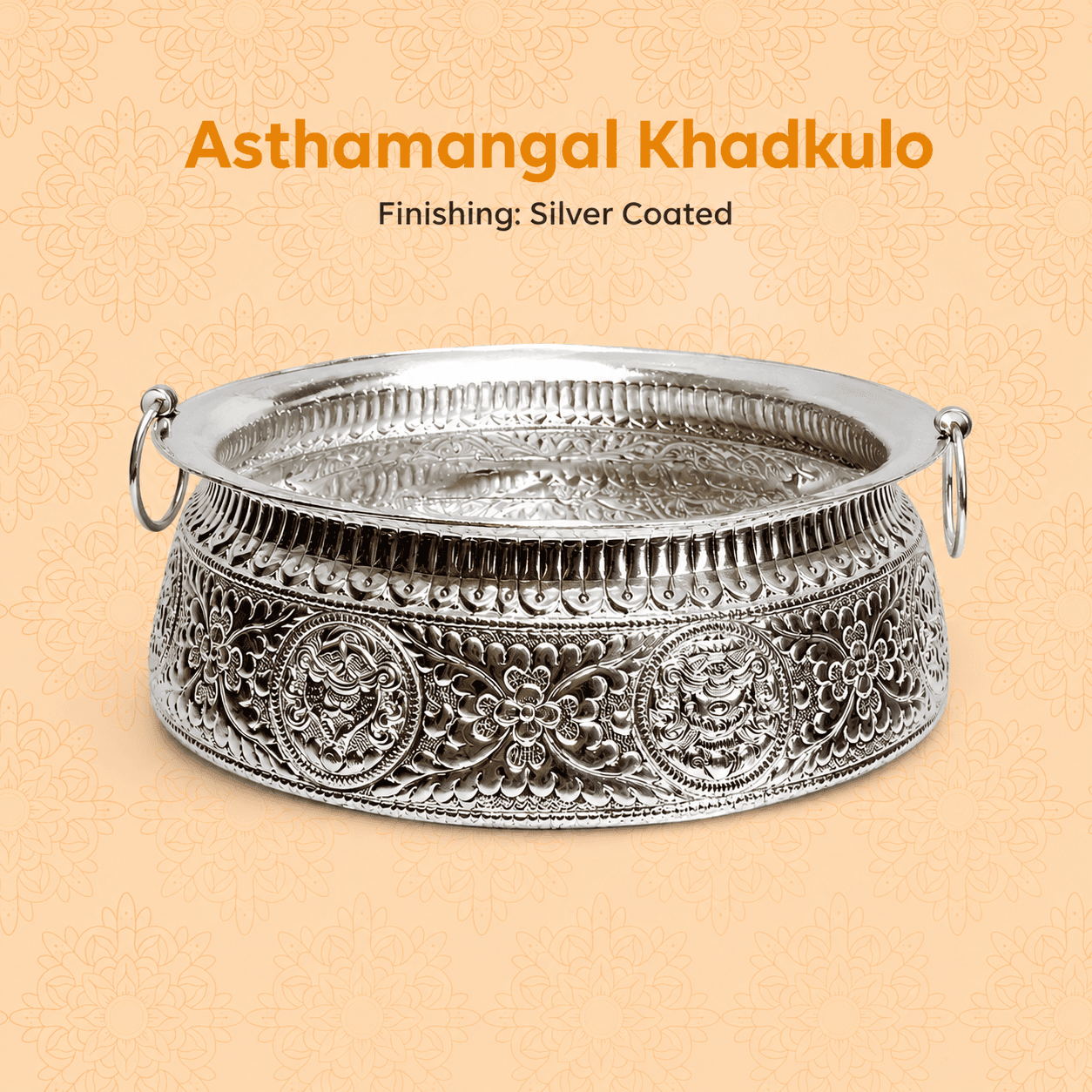 Ranimahal Asthamangal Khadkulo Silver Coated 10 Inch – Traditional Pooja Plate