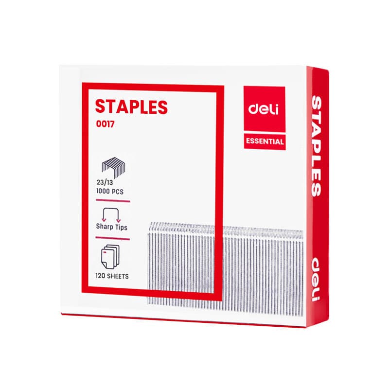 Deli E0017 23/17 Heavy Duty Stapler Pins – 1000 Pieces Silver Staples for Office, School & Commercial Use