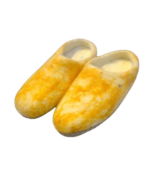 Mithila Handmade Felt Yellow Slipper for Women & Men | Nepal Handicraft Indoor Wool Slippers