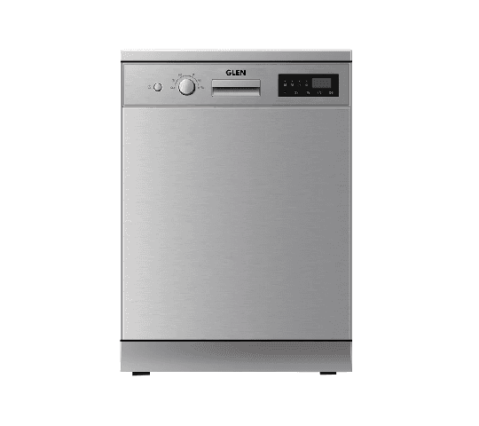 GLEN DW-5201FS Free Standing Dishwasher 12 Place Setting with Stainless Steel Panel & Electronic Controls