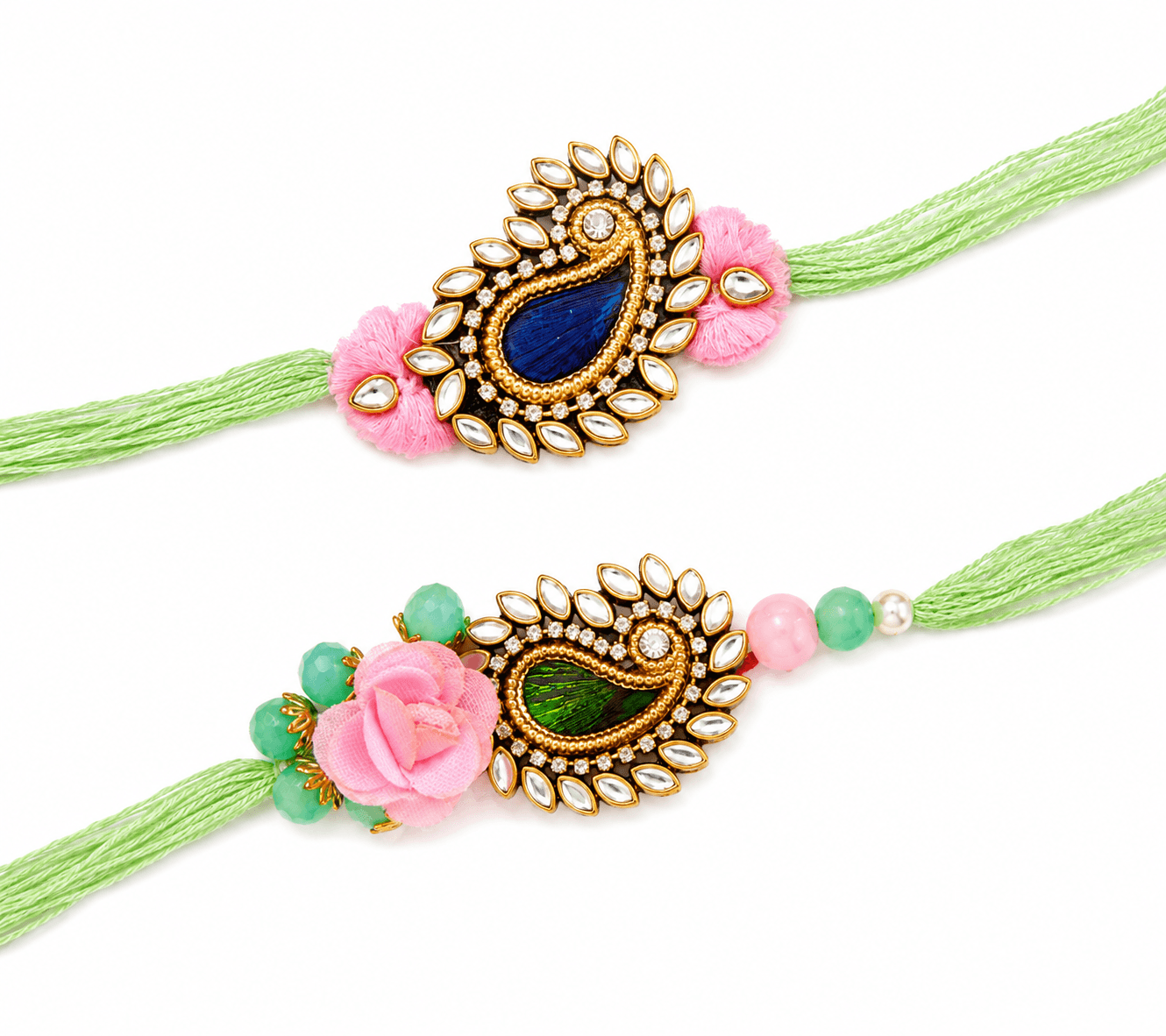 Traditional Kundan & Meenakari Floral Designer Rakhi – Handmade Decorative Raksha Bandhan Rakhi