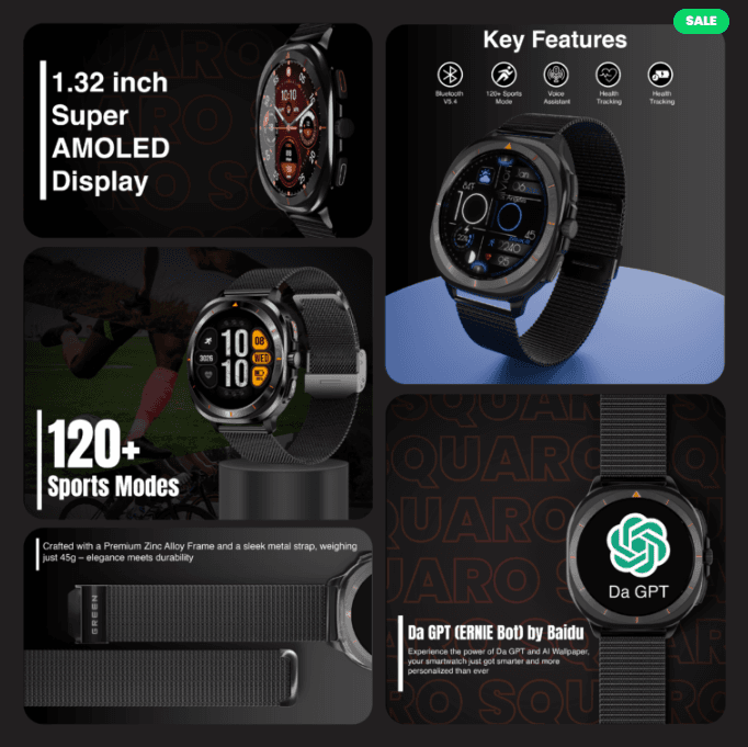 Greenlife Green Squaro AI Smartwatch