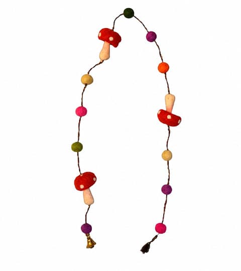 Mithila Handmade Felt Mushroom Wind Chain Hanging Decor for Home & Garden