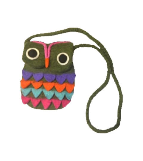 Mithila Handmade Felt Owl Design Purse for Women & Girls | Nepal Handicraft Bag