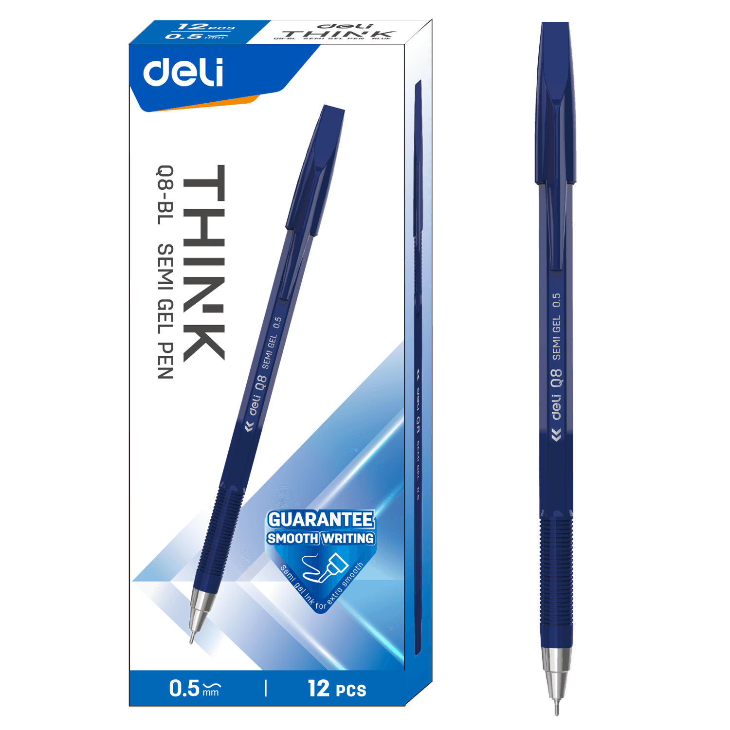 Deli-EQ8-BL Semi Gel Pen | Smooth Writing Blue Ink Pen