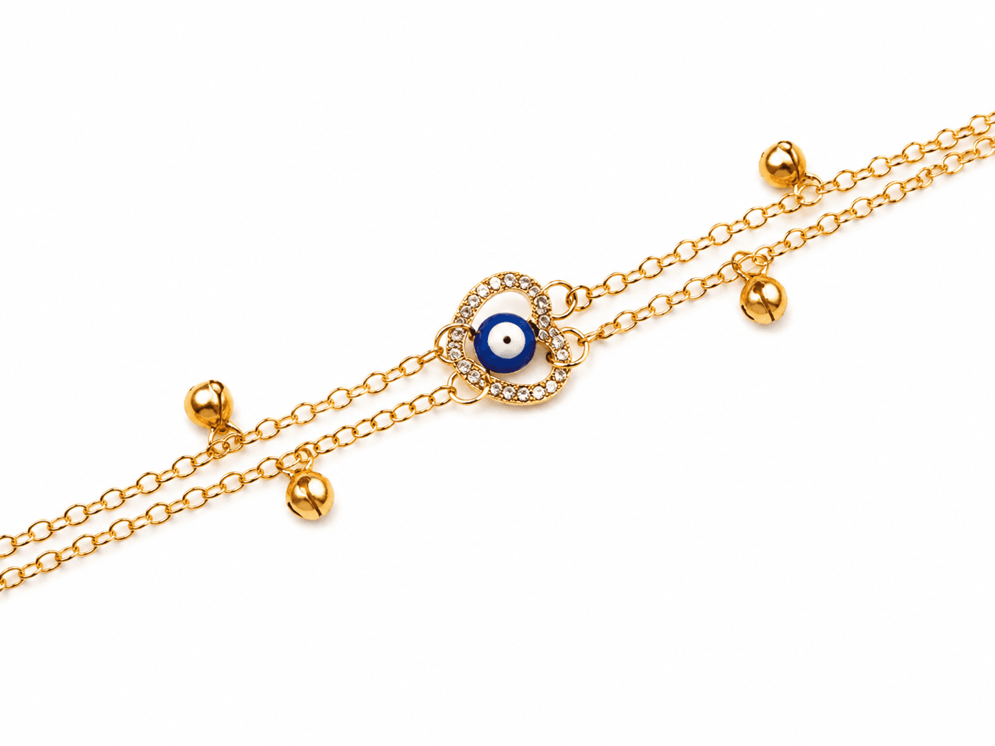 Double-Strand Gold Metal Chain Evil Eye Rakh
