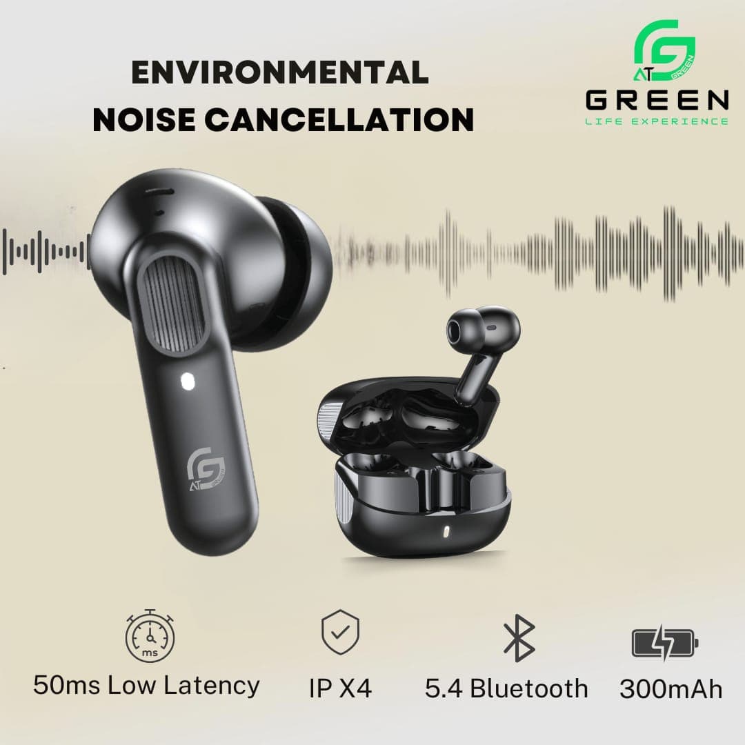 Greenlife Green Airbeat-520 Dual Mic ENC Earbuds | 30 Hours Playtime, IPX4 Waterproof, 13mm Driver electronics — thumbnail 5 of 11