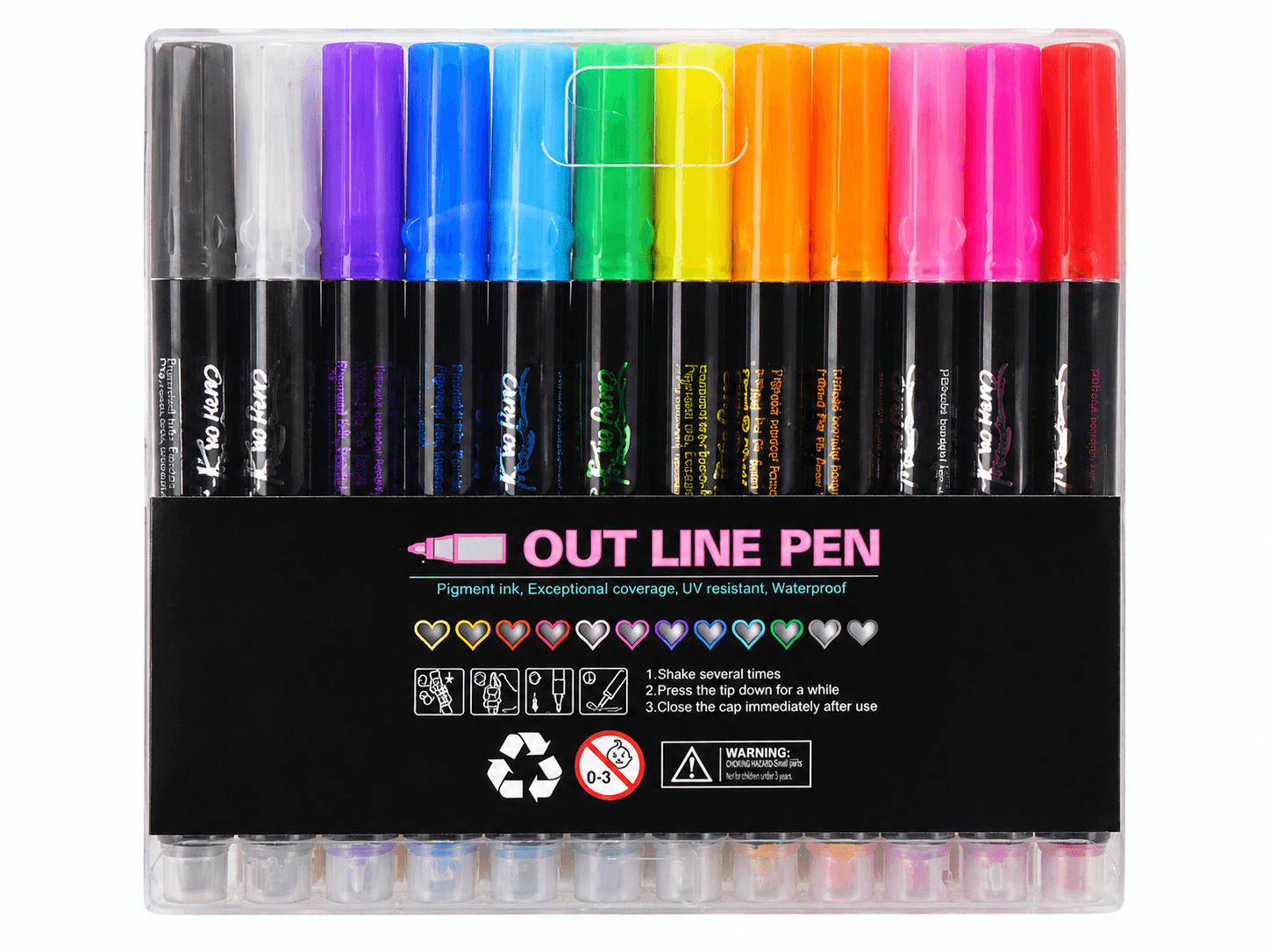 12 Colors Outline Marker Pen Set | Vibrant Multicolor Drawing & Craft Pens
