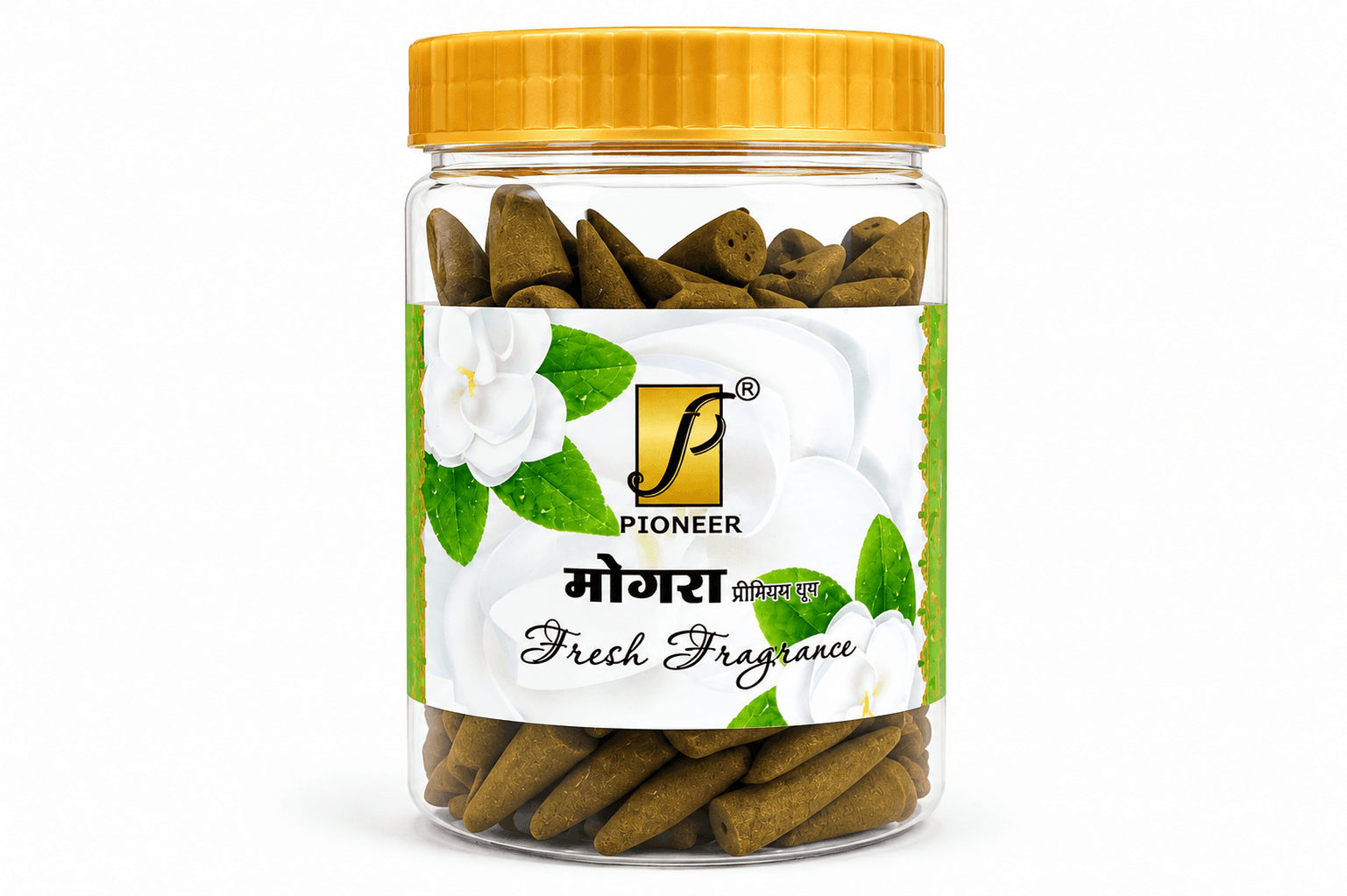 PIONEER Mogra Premium Dhoop 100g | Fresh Jasmine Fragrance Dhoop Cones for Puja, Prayer & Meditation