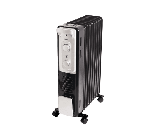 GLEN Oil Filled Radiator Room Heater with Turbo Ceramic Fan, 9 Fin – Black 7015OR
