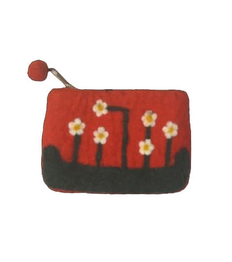Mithila Handmade Felt Flower Design Purse for Women | Nepalese Handicraft Bag
