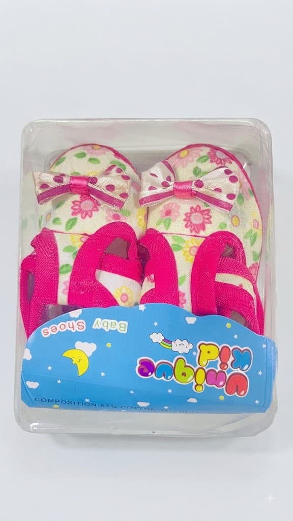 Unique Kid Floral Print Bow Baby Shoes – 65% Cotton Soft Sole Infant Shoes