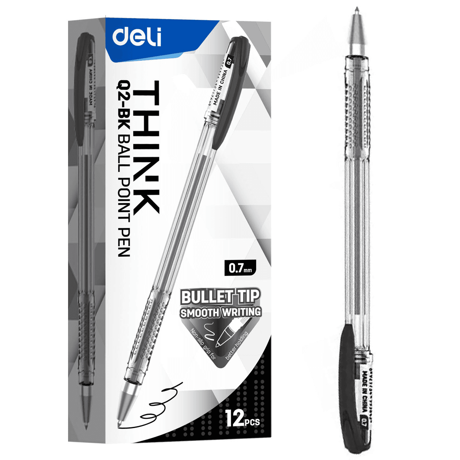 Deli-EQ2-BK Ball Point Pen | Smooth Writing Office & School Pen per pcs
