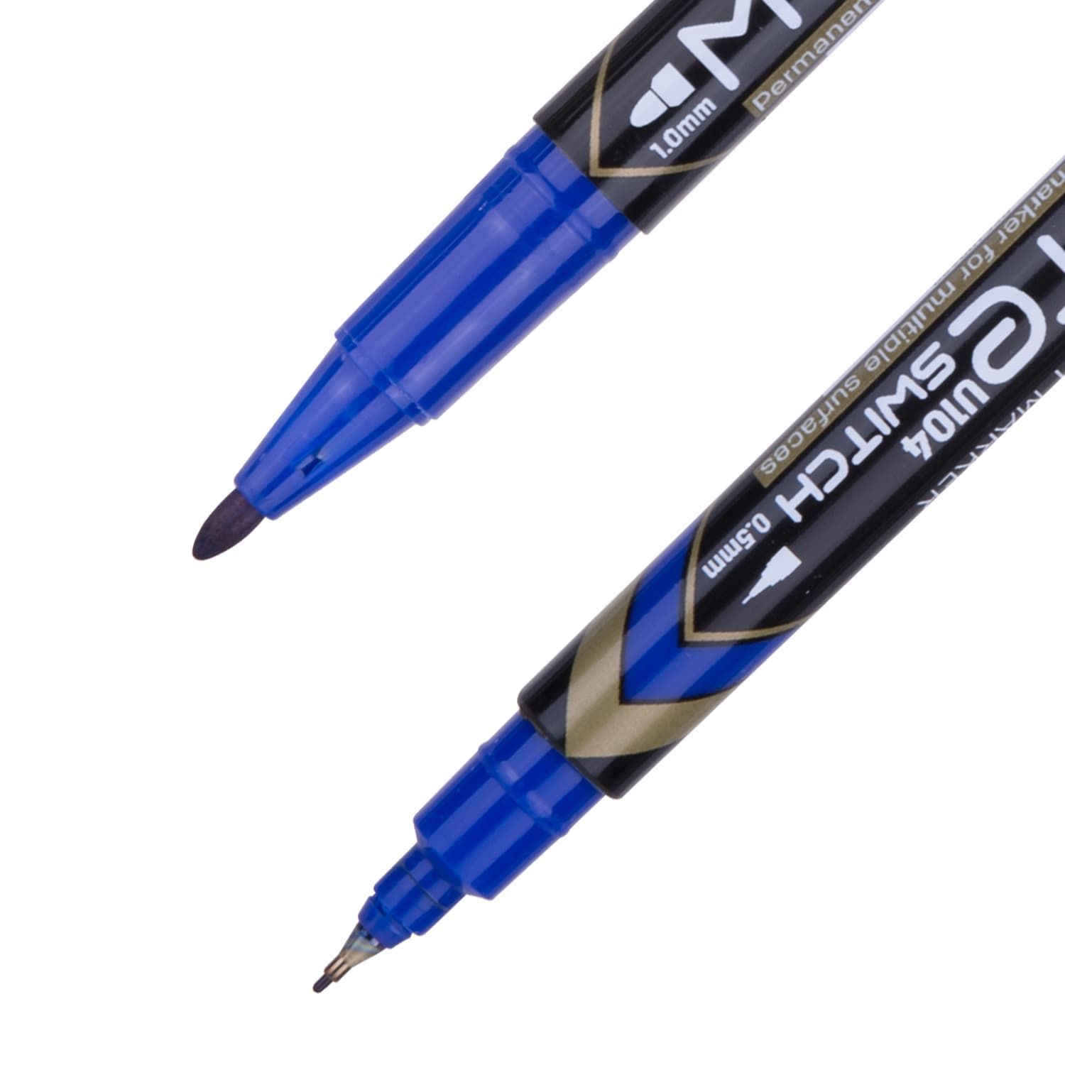 Deli EU10430 Permanent Marker | Dual Tip Waterproof Marker | Blue Ink
