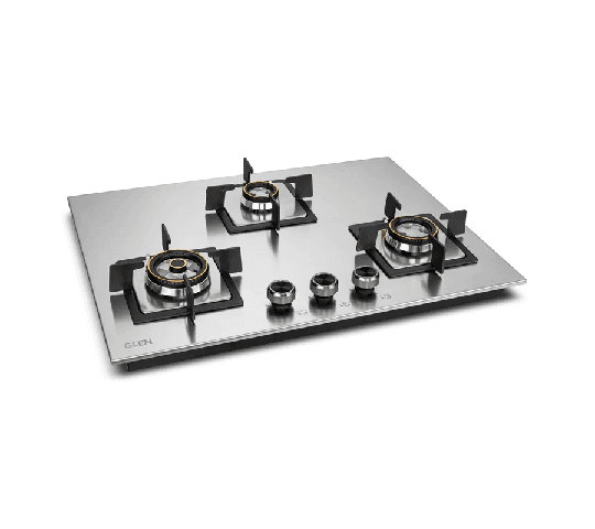 GLEN 3 Burner Stainless Steel Hob Top Gas Stove | Mini Triple Ring & Double Ring Forged Brass Burners | Auto Ignition | 1073 SQ HT SS DB MTR 70