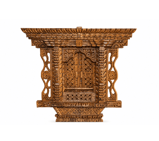 10 Inch Wooden Carving Door | Handmade Traditional Nepali Wooden Wall Decor