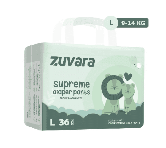 ZUVARA Supreme Diaper Pants - L Size Pack of 36 Baby Diapers