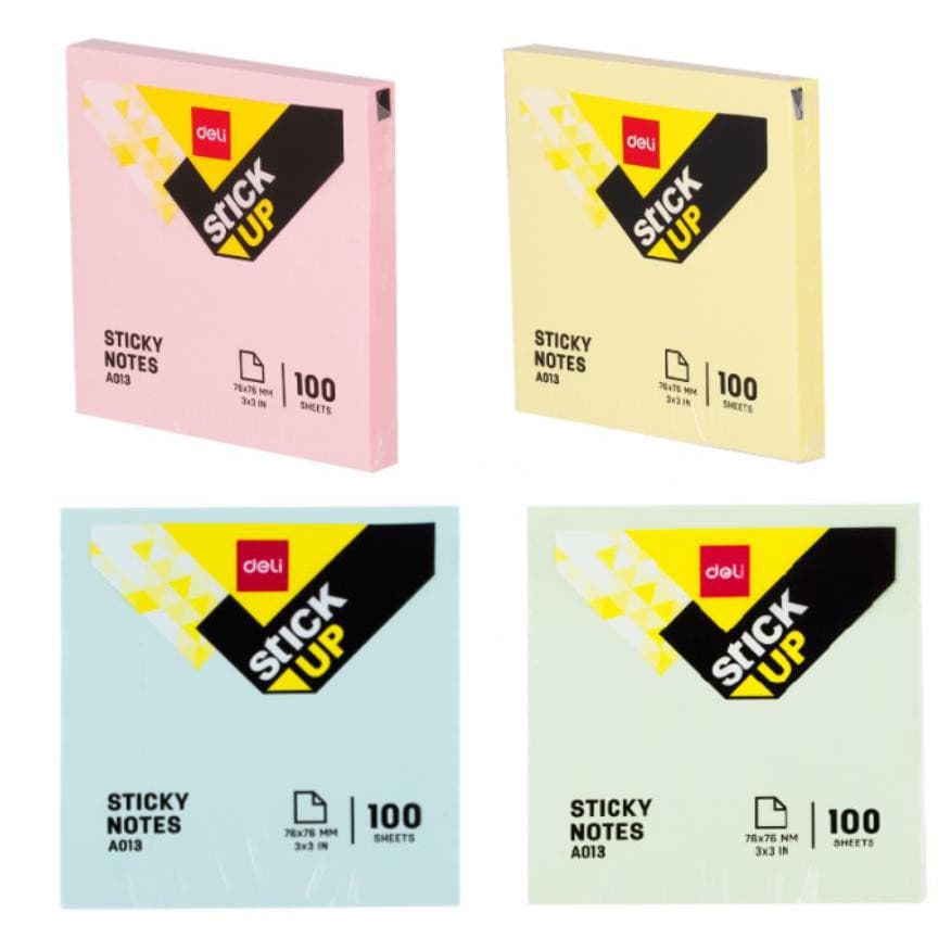 Deli Sticky Notes 76 x 76mm 100 Sheets EA01303 | Self-Adhesive Memo Pad