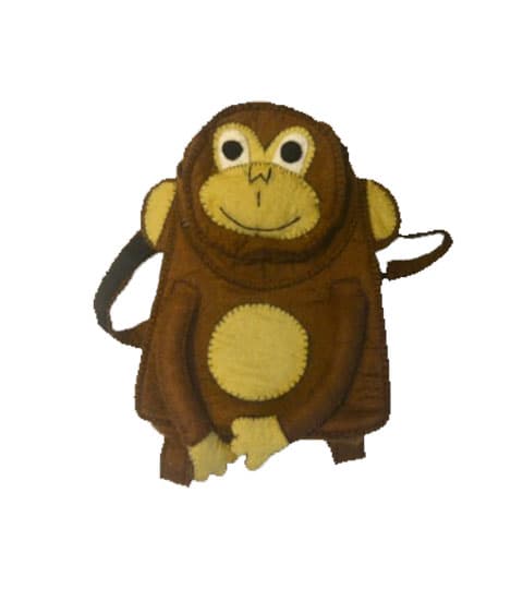 Mithila Handmade Felt Monkey Design Brown Handbag for Women & Girls