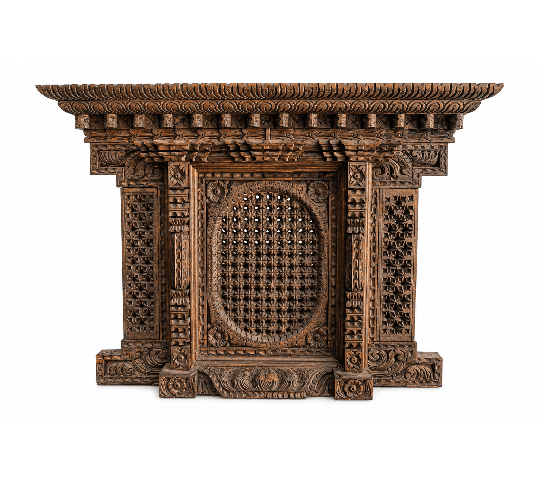AAKHI JHYYAL 14 Inch | Handcrafted Traditional Nepali Wooden Window Decor