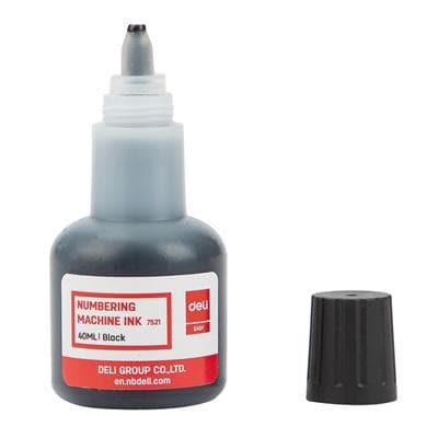 Deli 40ml Black Numbering Machine Ink E7521 | Fast-Drying Stamp Ink