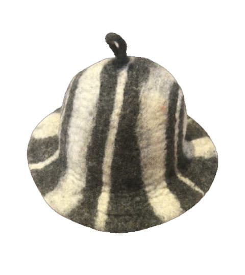 Mithila Handmade Felt Pattern Hat – Gray & White