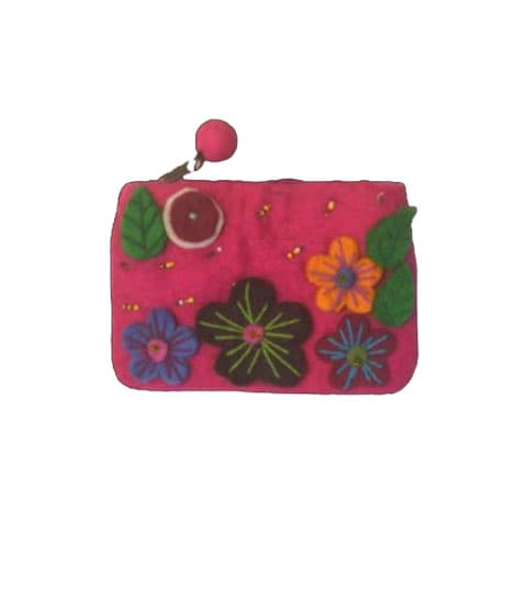 Mithila Handmade Felt Flower Design Purse for Women