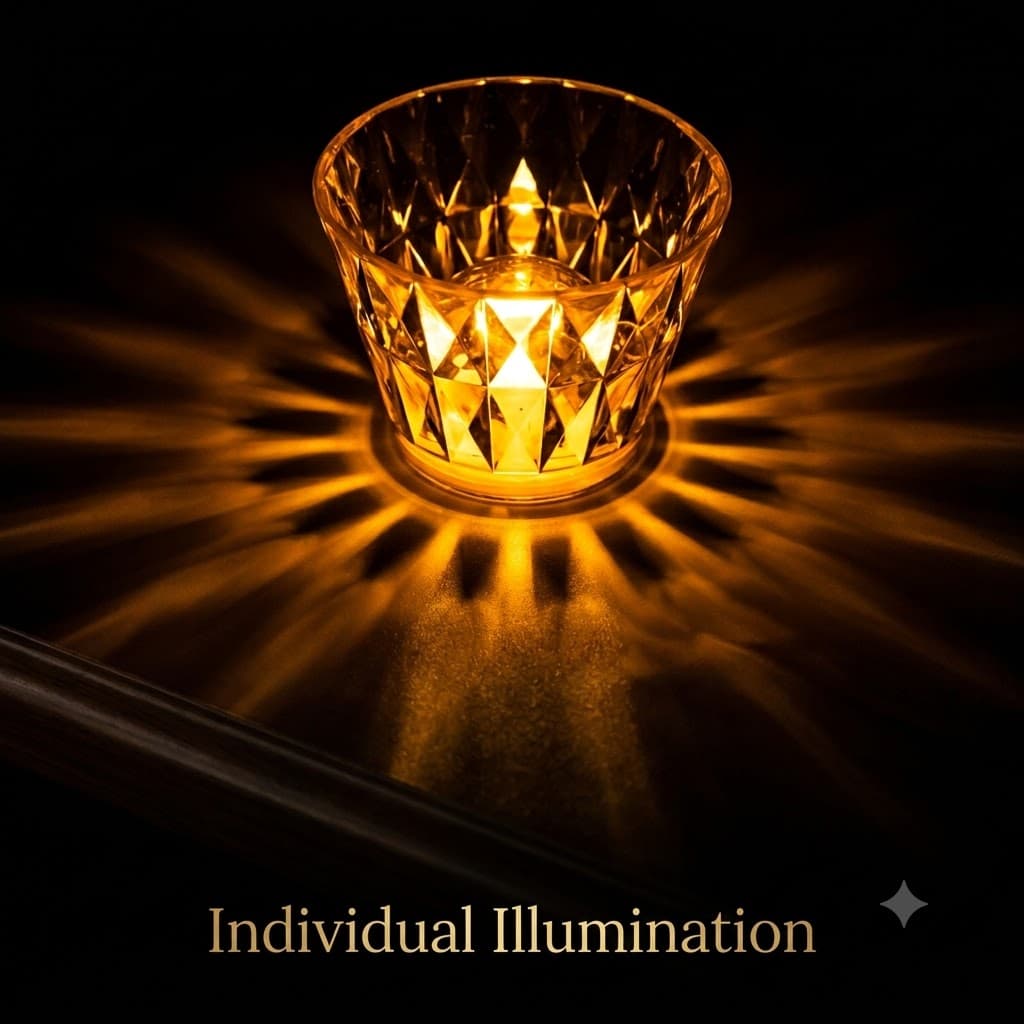Crystal LED Tea Light Candle Holder – Diamond Cut Decorative Votive Cup