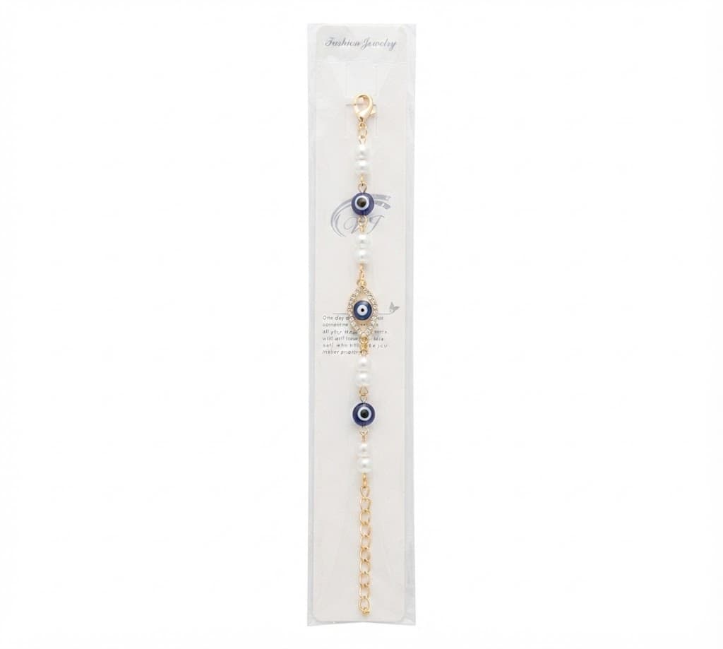 Gold Evil Eye Pearl Charm Bracelet | Elegant Fashion Bracelet for Women