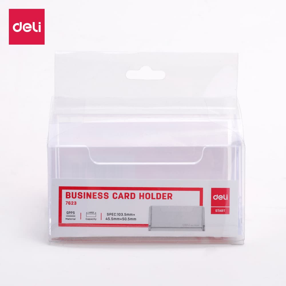 Deli E7623 Transparent Business Card Holder for Office Desk & Reception