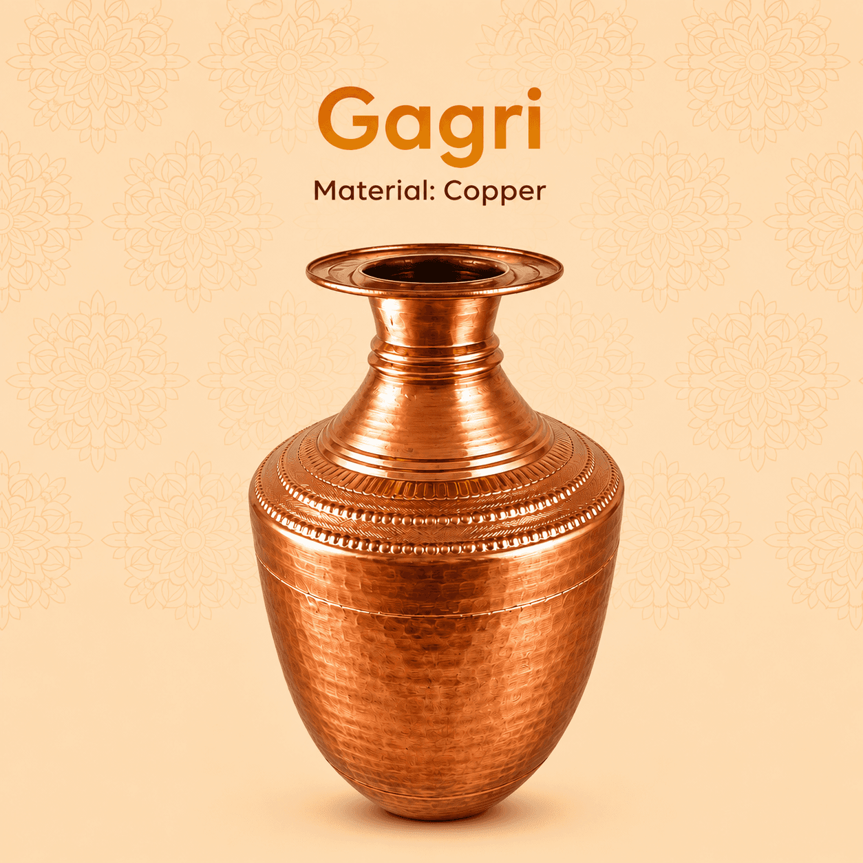 Ranimahal Copper Gagri 15 Inch – Traditional Handcrafted Water Vessel
