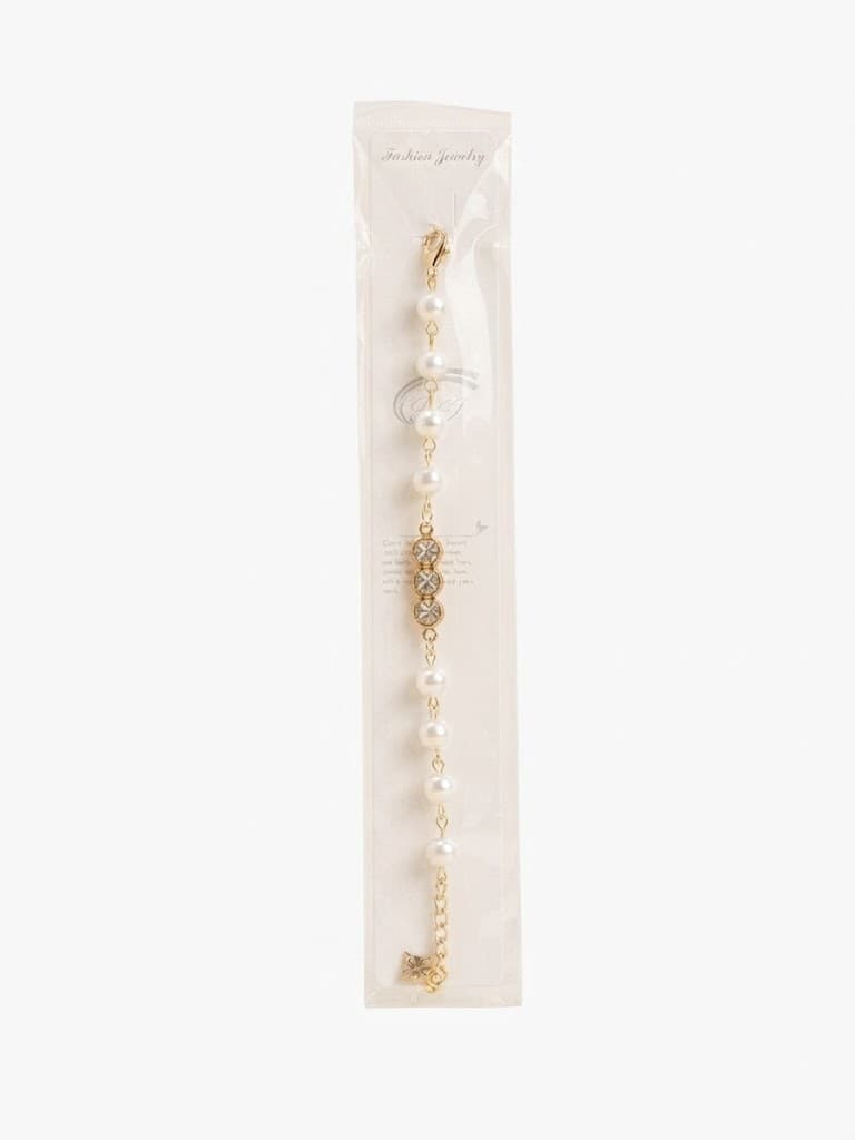 Gold-Tone Faux Pearl & Crystal Station Bracelet | Elegant Fashion Jewelry for Women