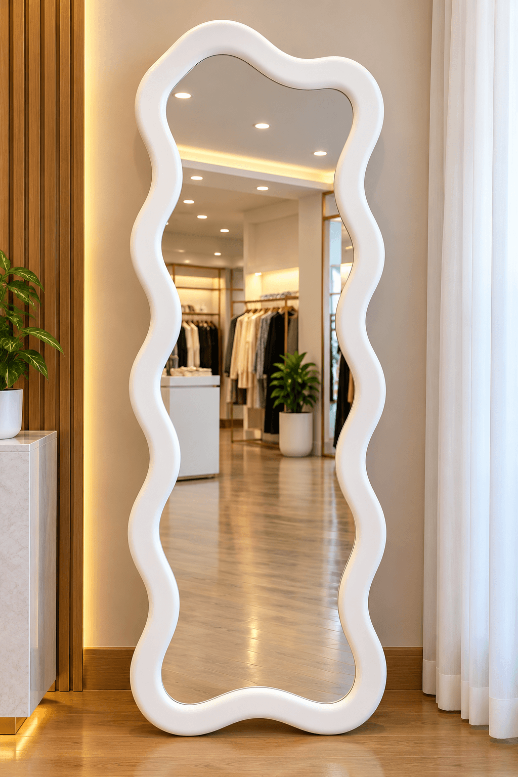 Decorative White Frame Floor Mirror – Modern Full Length Mirror for Home Décor daily essentials & lifestyle
