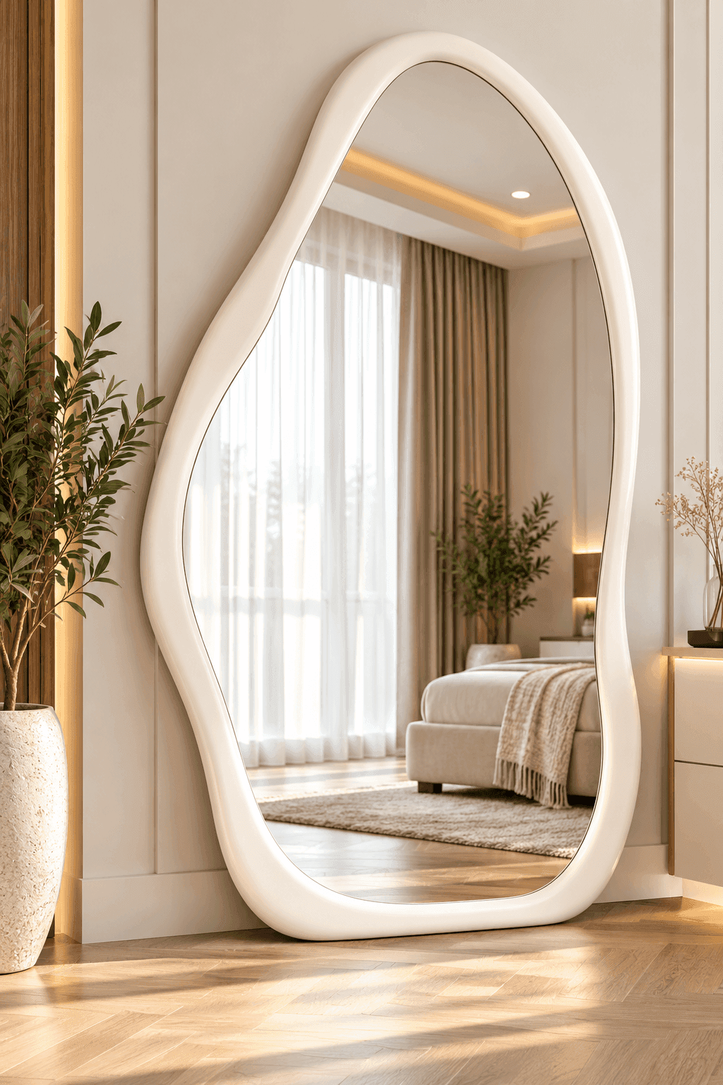 Modern Irregular Oval Wall Mirror – Luxury Asymmetrical Decorative Mirror for Home Décor daily essentials & lifestyle