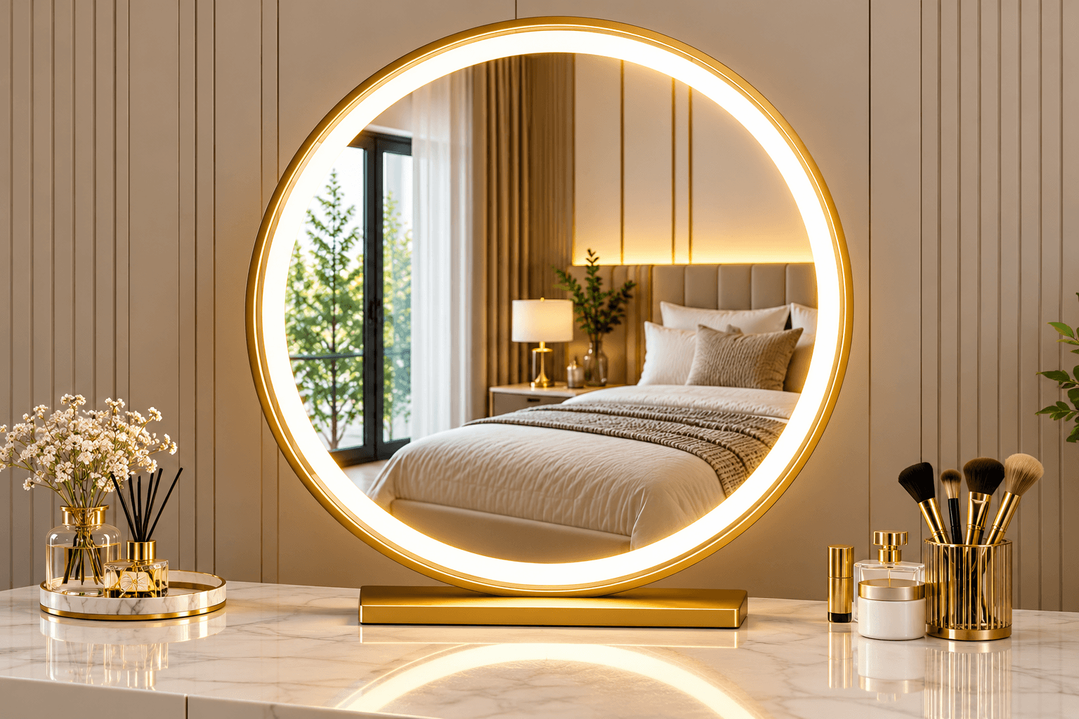 Modern Round LED Vanity Mirror – Luxury Illuminated Bathroom & Makeup Mirror daily essentials & lifestyle