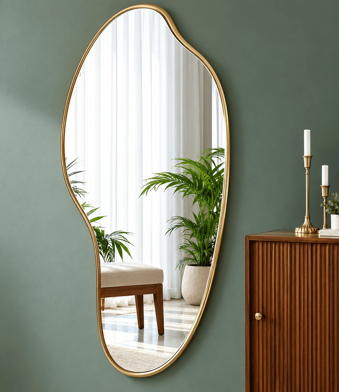 Luxury Irregular Gold Frame Wall Mirror – Modern Decorative Mirror for Living Room & Bedroom daily essentials & lifestyle