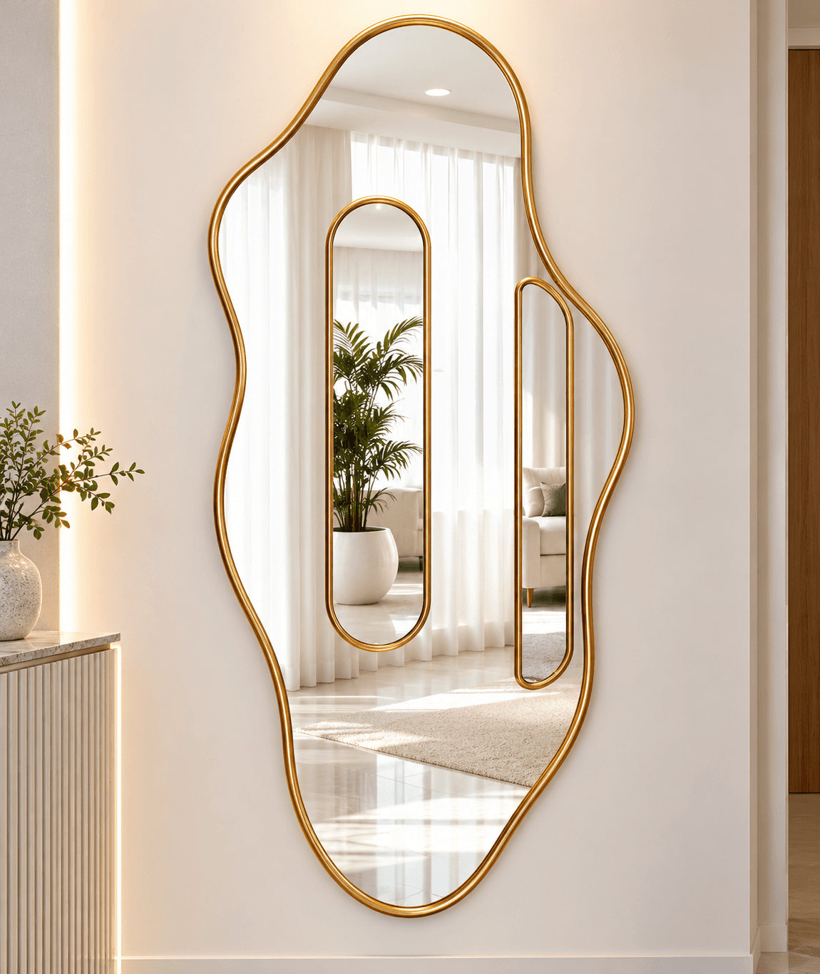 Luxury Irregular Gold Frame Wall Mirror – Modern Decorative Mirror for Home Décor daily essentials & lifestyle