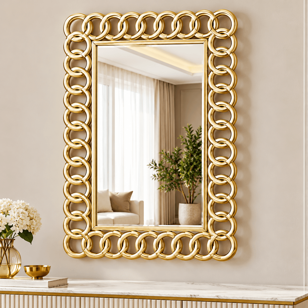 Luxury Gold Geometric Wall Mirror – Modern Decorative Mirror for Living Room & Bedroom daily essentials & lifestyle