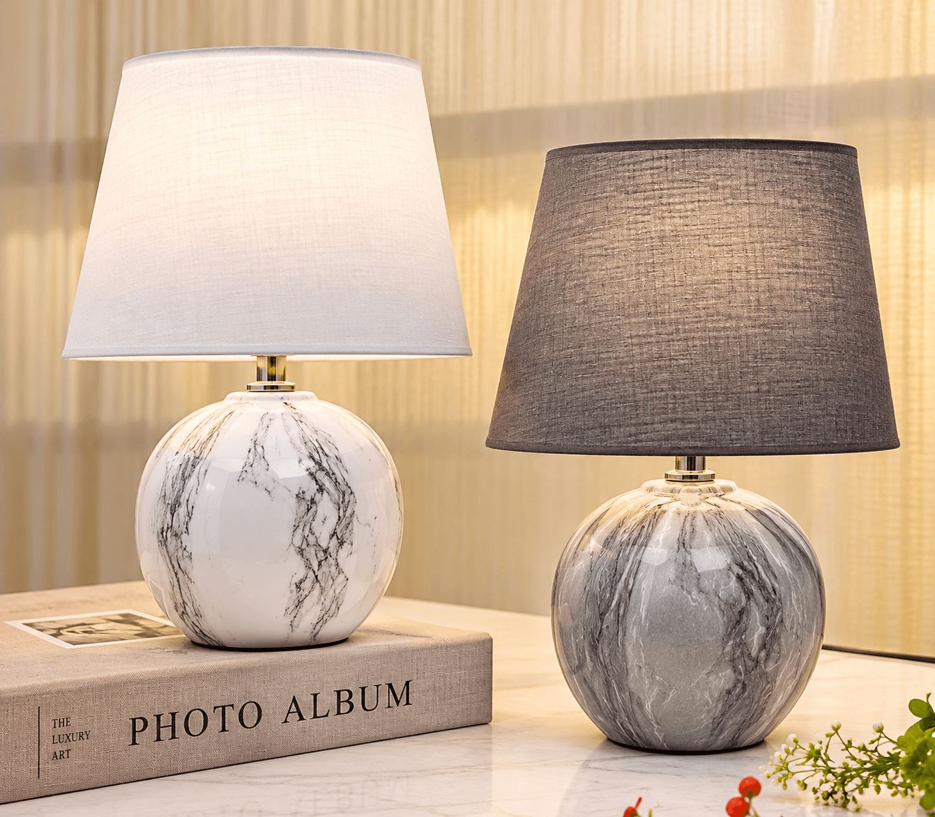 Lala G Modern Round Marble Bedside Lamp – Luxury Bedroom Decor daily essentials & lifestyle
